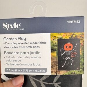 Style Selections Small Garden Flag Halloween Skeleton Pumpkin Hello Boo 12.5x18
